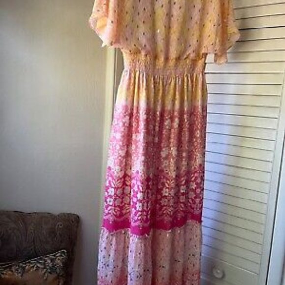 House of Harlow 1960 Polyester Maxi Pastels Bohemian XS NWT subtle gold accents - Picture 4 of 9